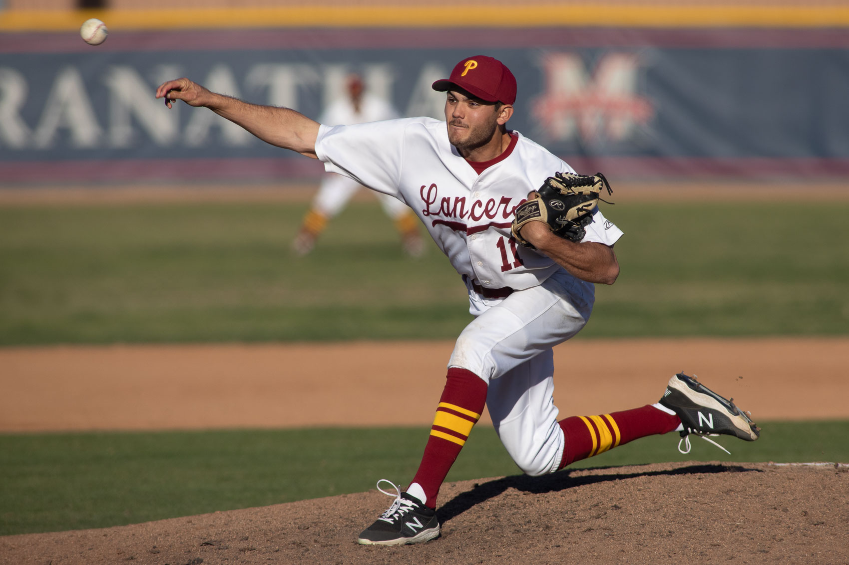 Benny Olguin fires a pitch during Thursday's win over Mt. San Antonio at Brookside Park (photo courtesy of Xavier Zamora).
