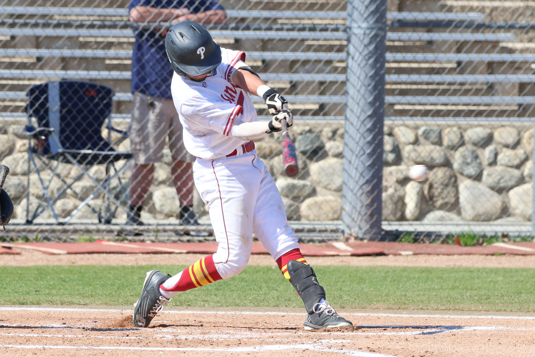 Tommy Castillo hit two home runs in PCC's win at Cerritos (photo by Richard Quinton).