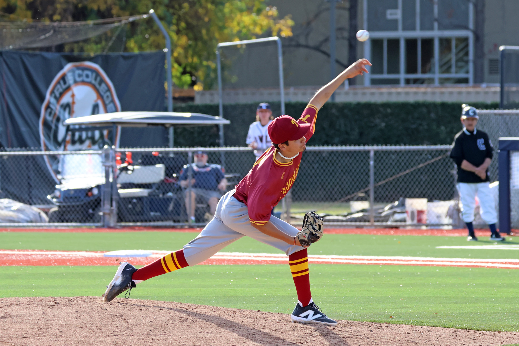 Ernesto Duenas has two saves already for the PCC baseball team (photo by Richard Quinton).