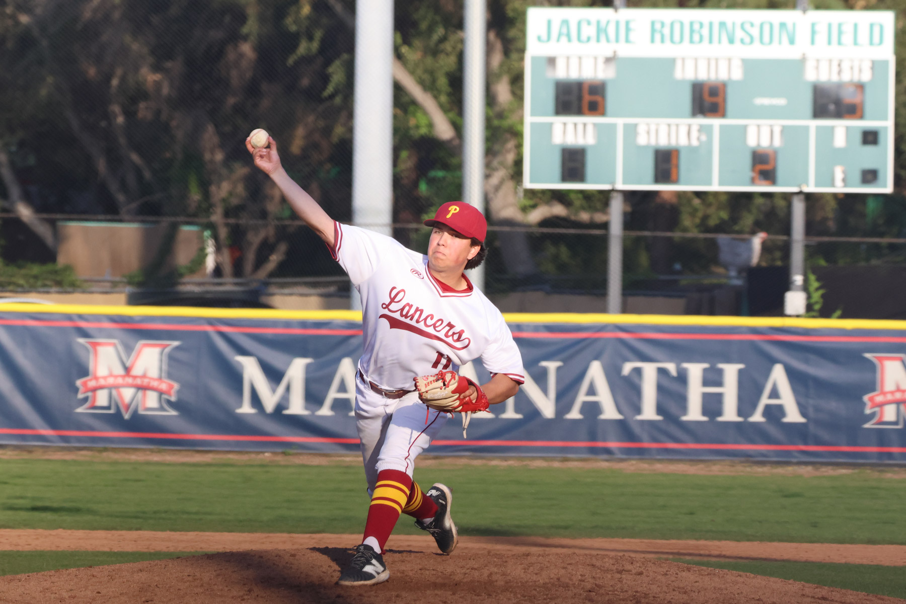 Ben Griffith picks up two saves in the Lancers 3-game sweep over Harbor (photo by Richard Quinton).