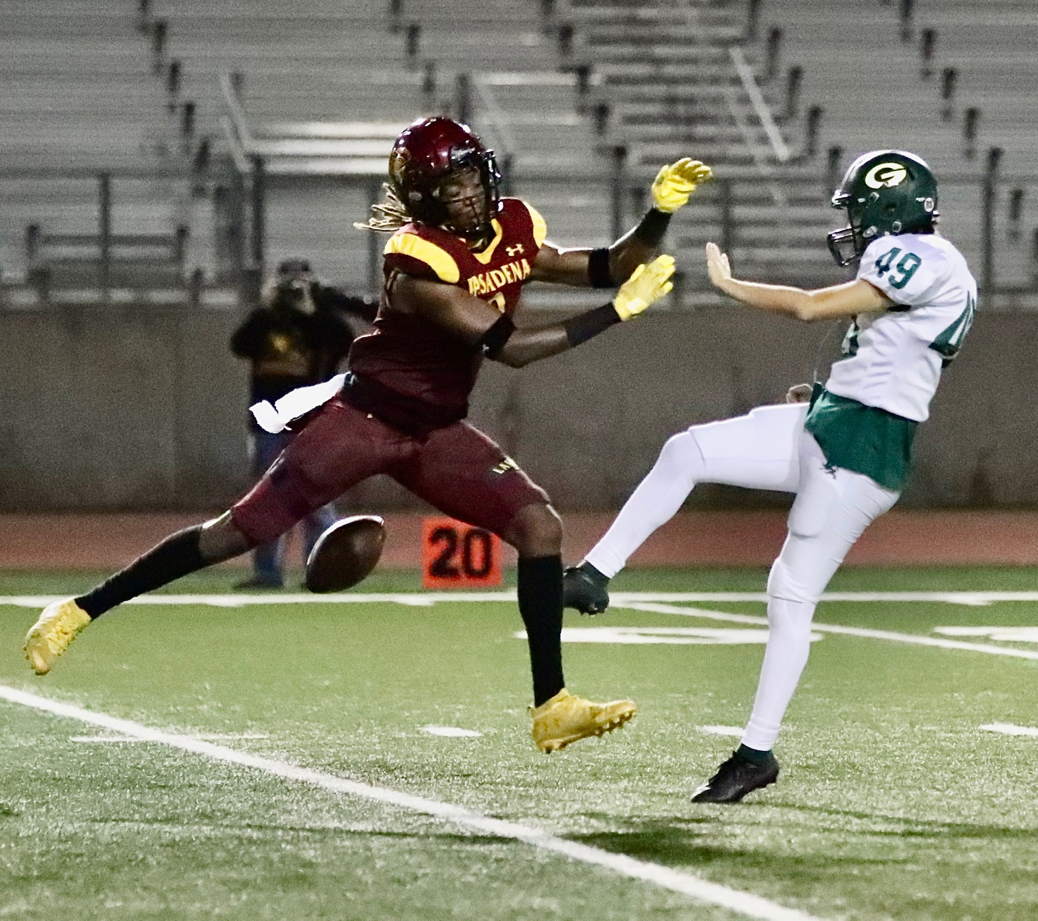 PCC's shutdown cornerback and special teams block specialist Kaydon Spens leads PCC into the SoCal Bowl at Santa Ana College on Saturday.