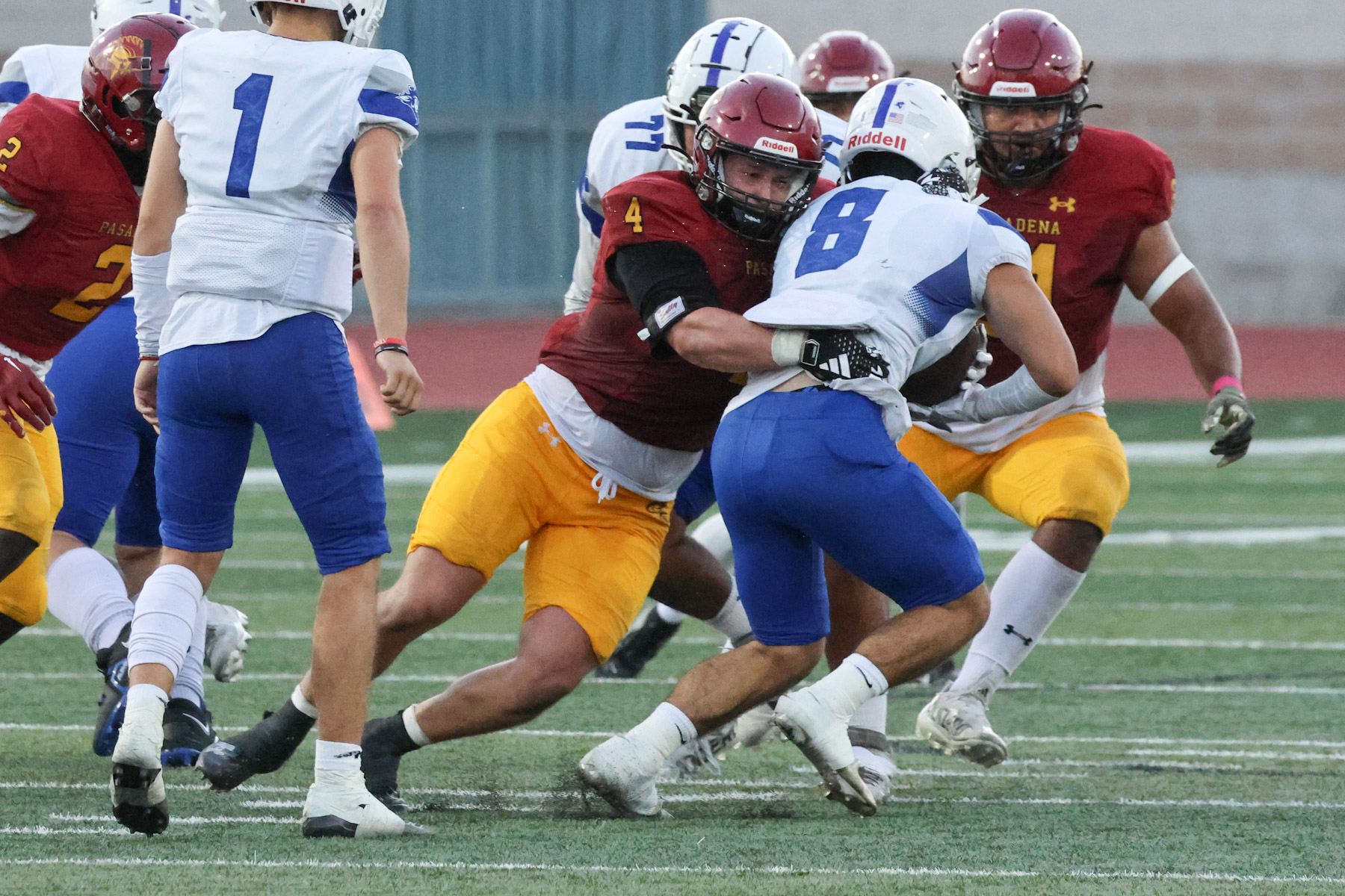 Kyden Bailey makes the stop during PCC's win v. SMC on Saturday (photo by Richard Quinton).