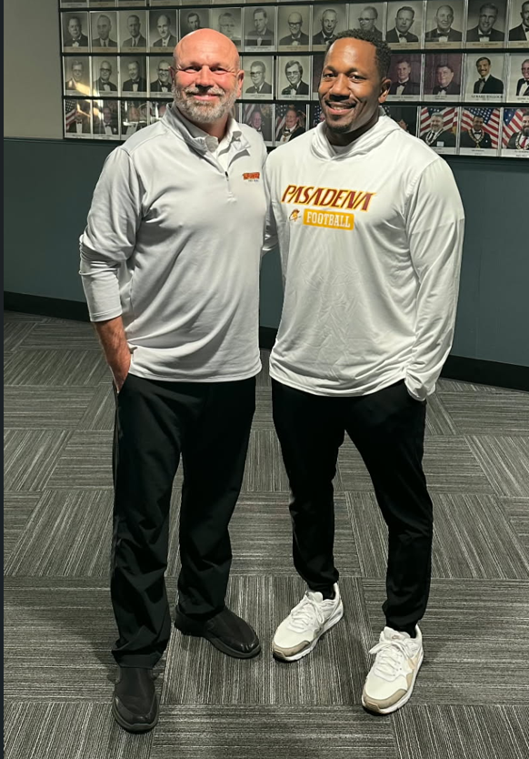 Jerome Harrison (right) stands with PCC current head coach Robert Tucker.