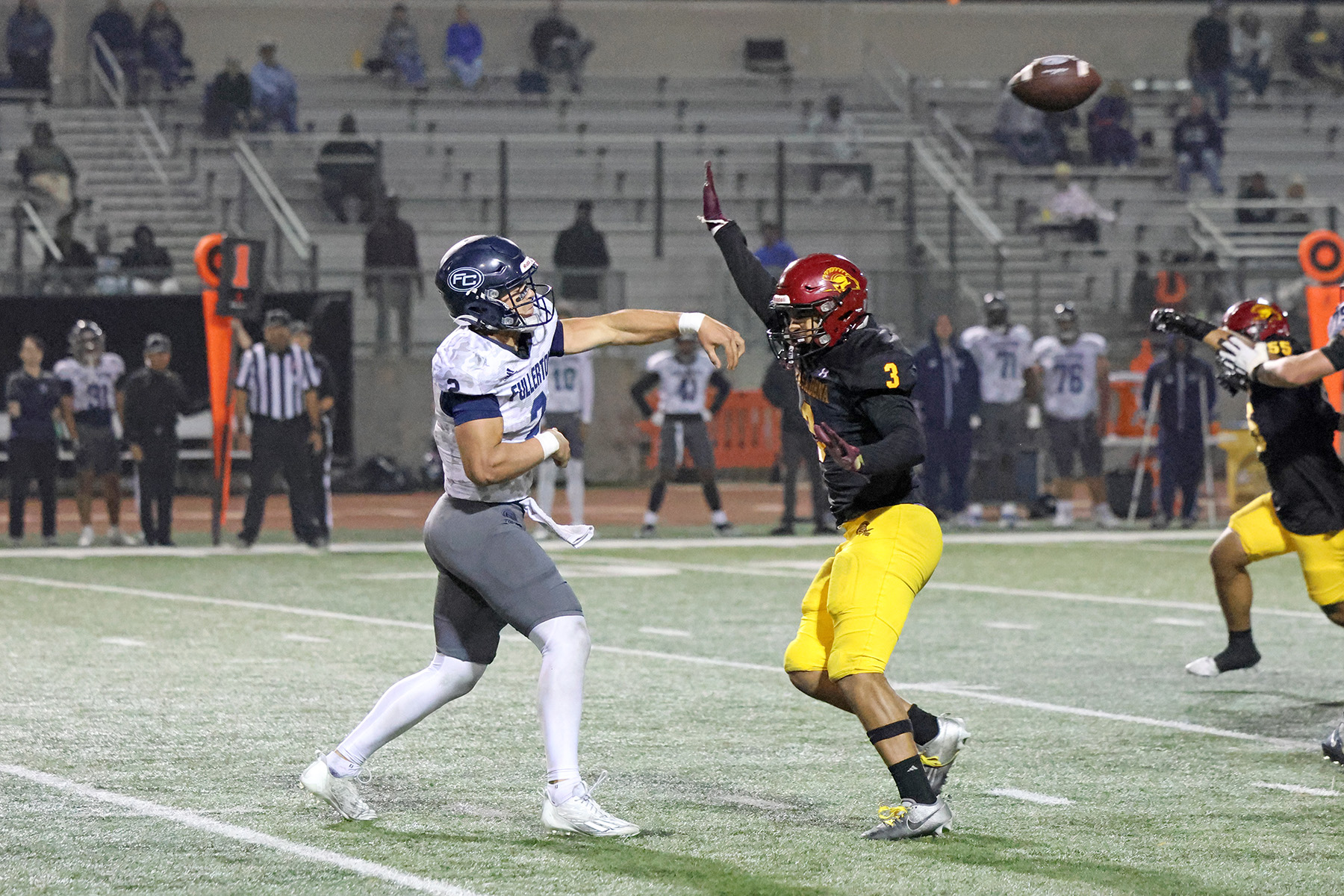 Coleman Morning goes after the quarterback in Saturday's game (photo/gallery by Richard Quinton).