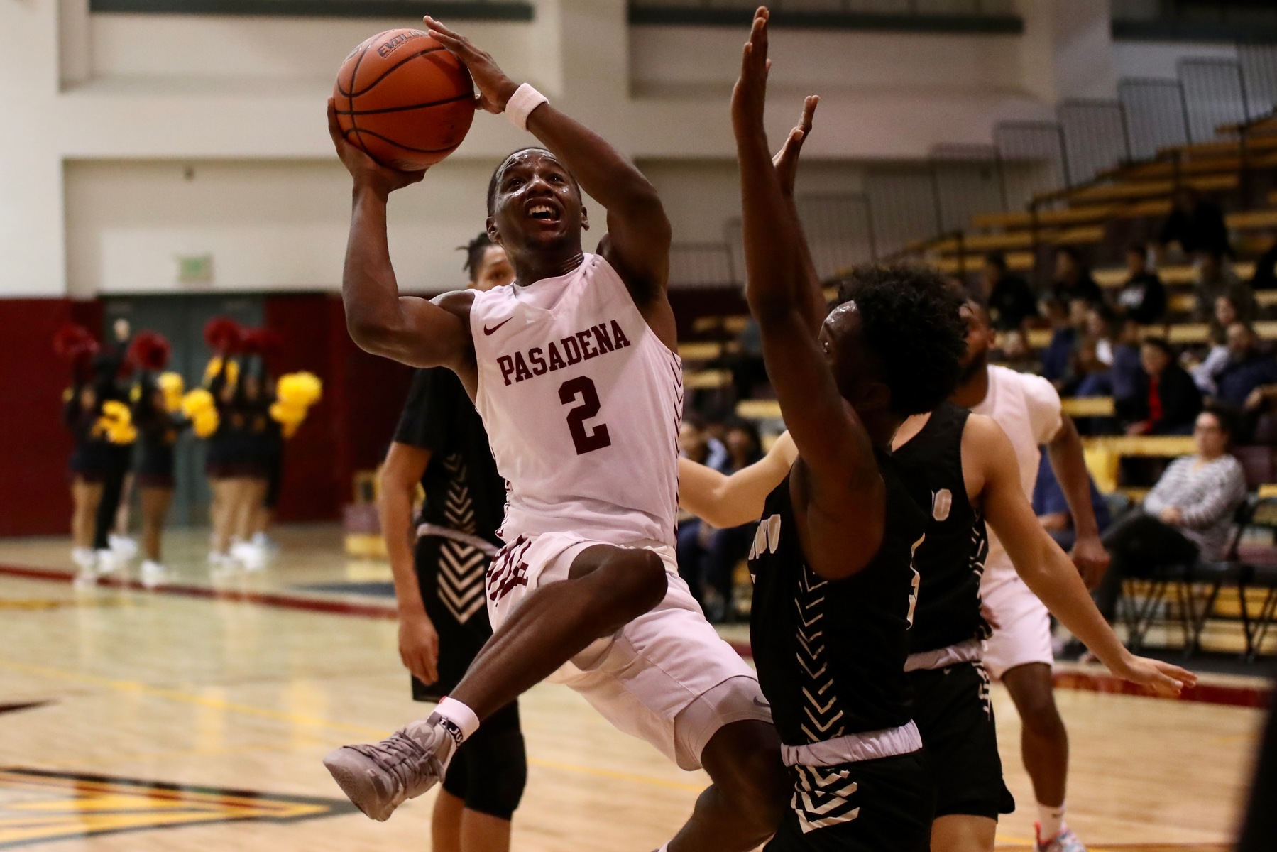 London Benford goes up for a basket during PCC's win Friday night, photo by Michael Watkins.