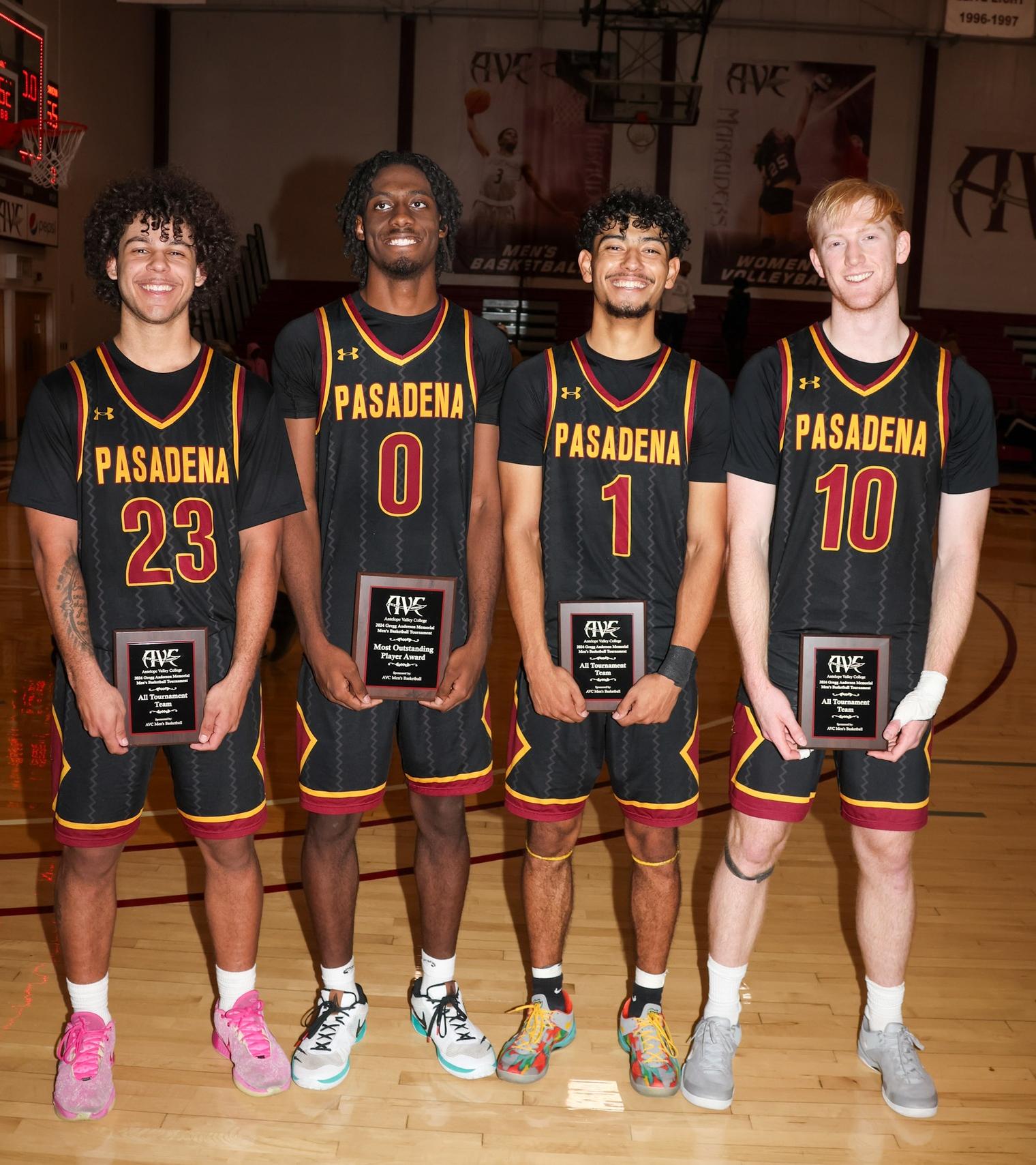 The Lancers All-AVC Tournament selections from left to right-Kaiden Fine, Dylan Swillis, MVP, Jalen Vazquez, and Cooper Creamer (photo by Richard Quinton).