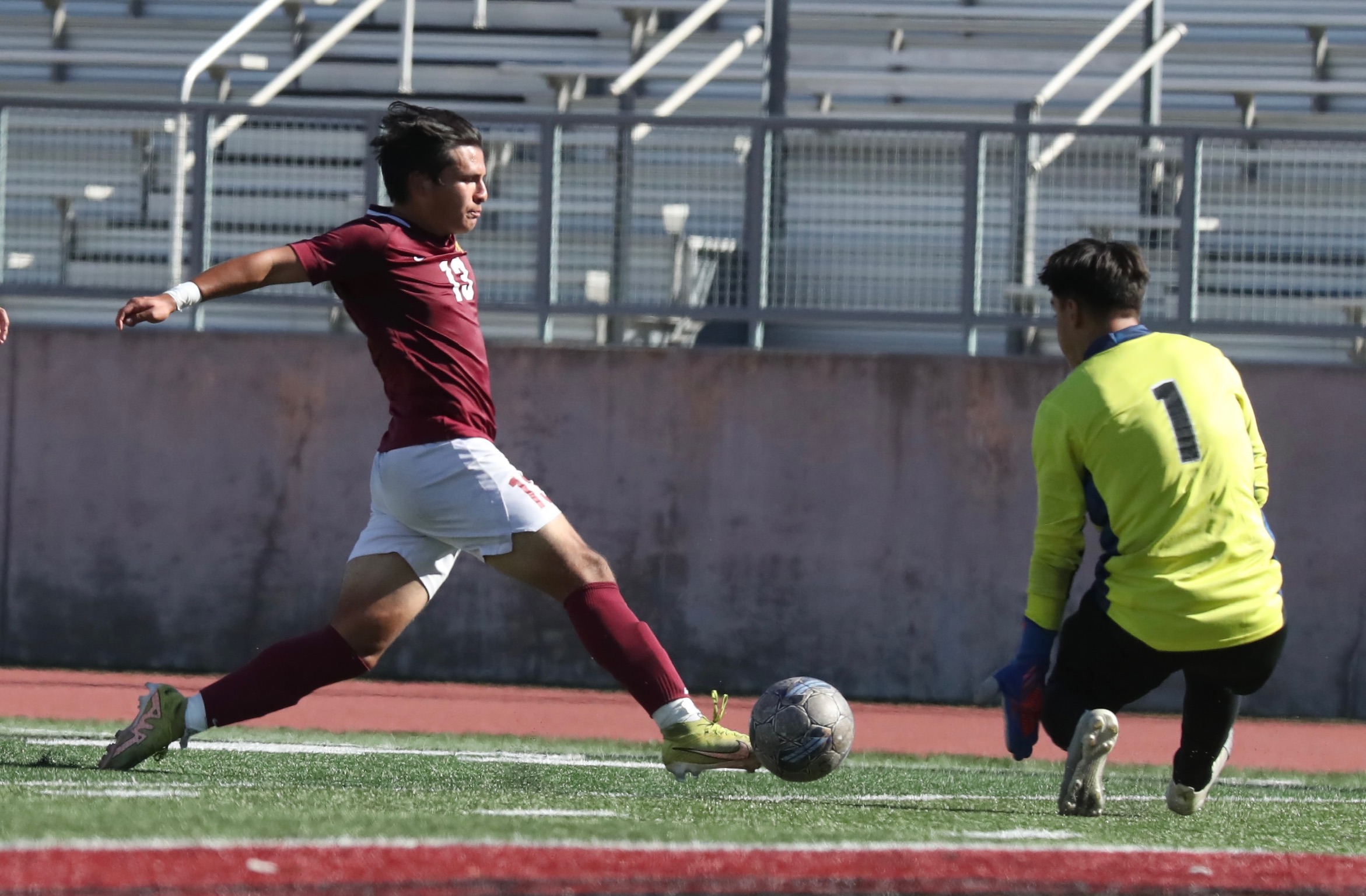 Esai Matchan races in on a scoring chance during PCC's win over Imperial Valley on Friday (photo by Michael Watkins).