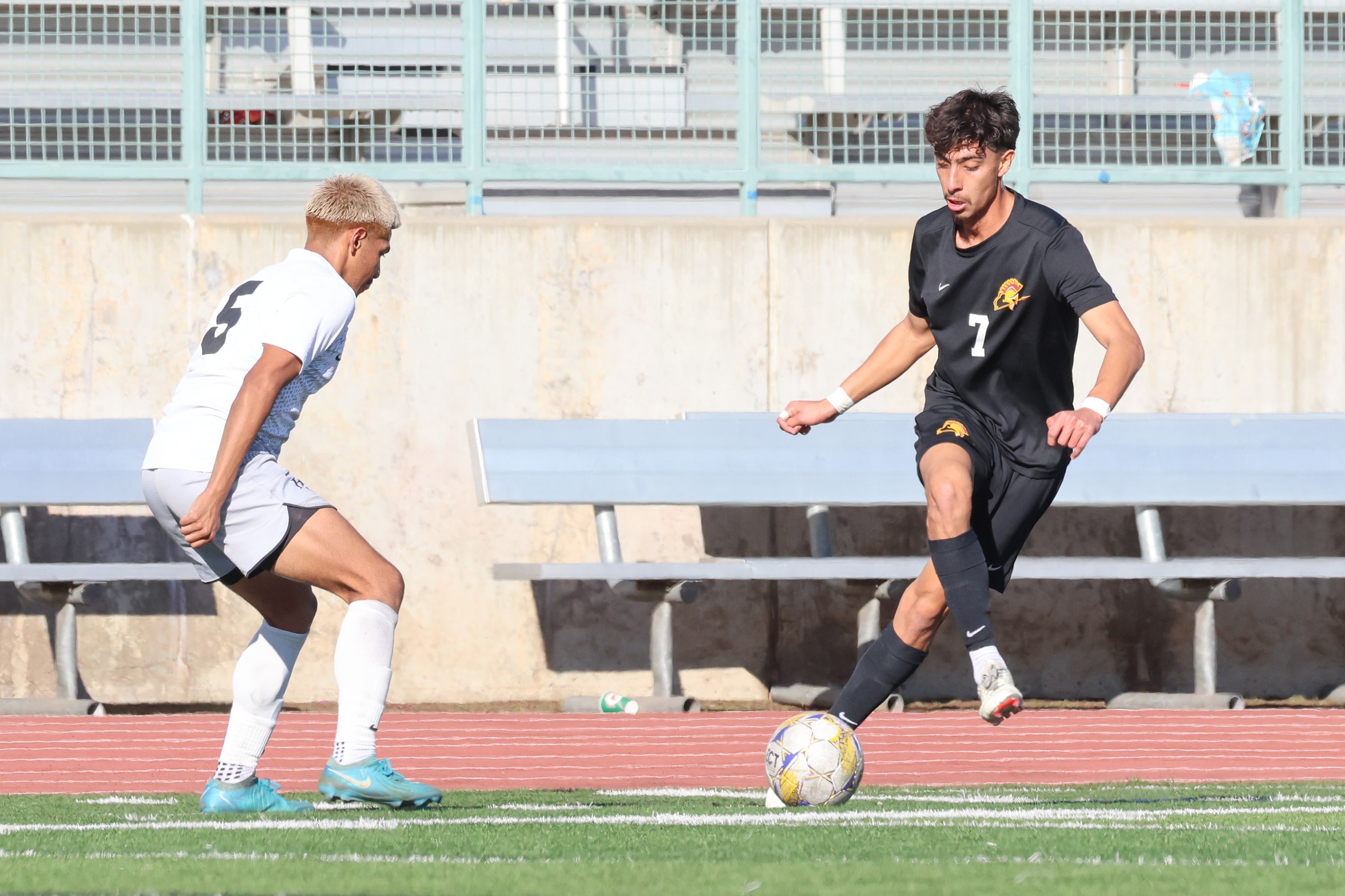 Angel Nolasco scored twice to lead PCC to the playoff win on Wednesday (photo by Richard Quinton).