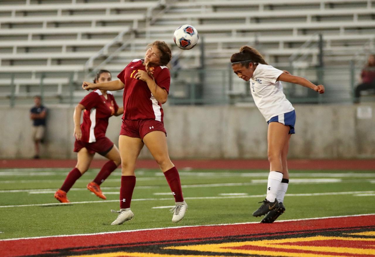 Kaily Echeverria has scored nine goals so far in nine games for the PCC women's soccer team, photo by Michael Watkins.
