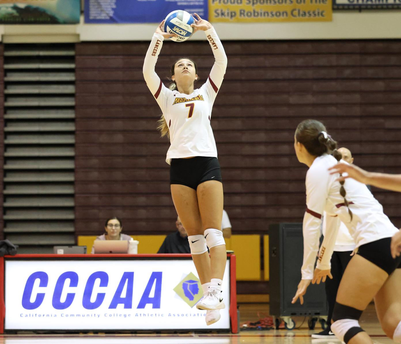 Lindsay Delgadillo has been a brightspot at setter for the Lancers (photo by Richard Quinton).