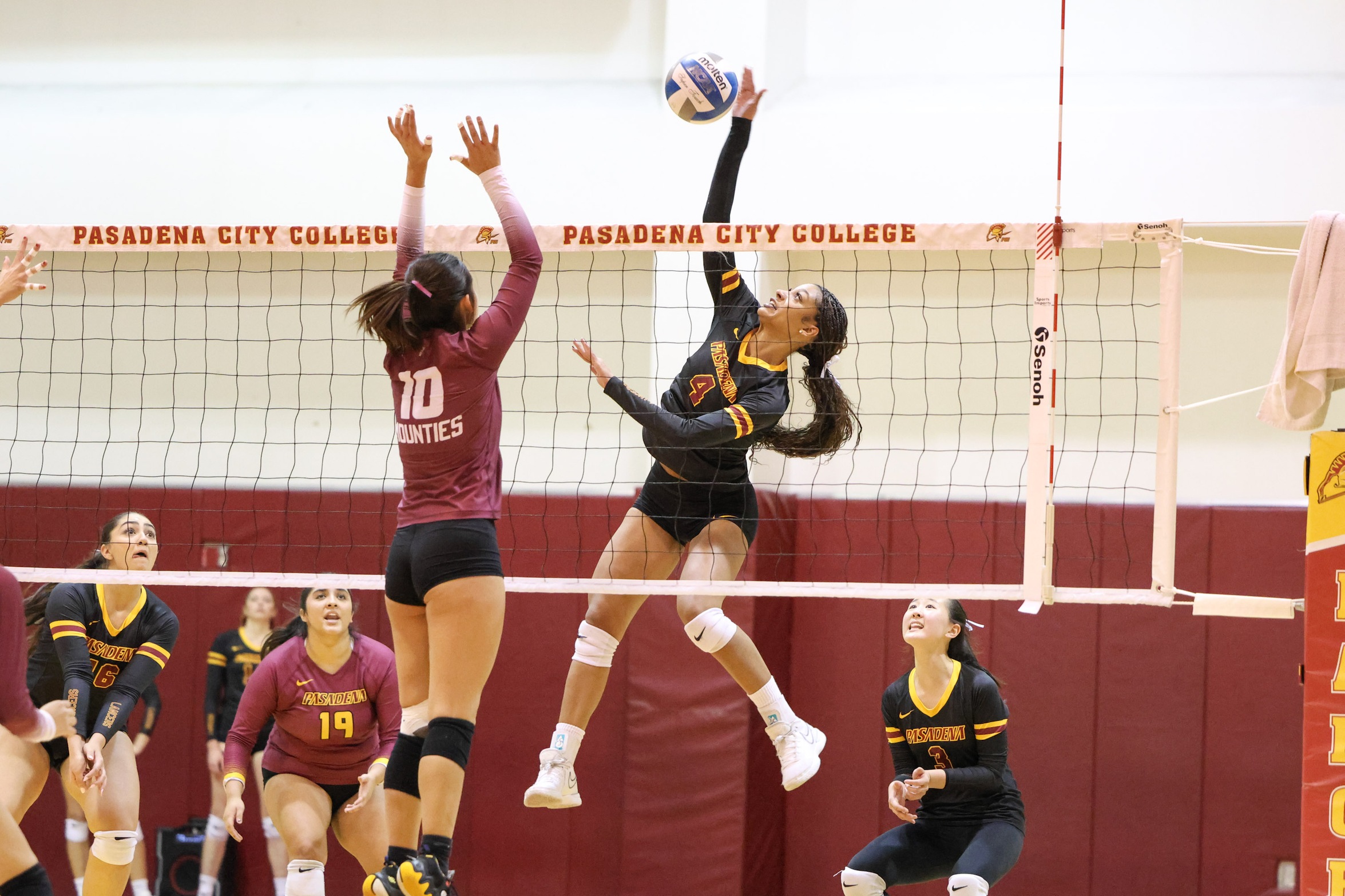 Biko Hollie delivers an attack during PCC's win on Wednesday (photo by Richard Quinton).